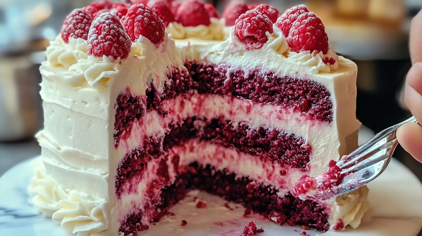 Slicing Into the Raspberry Dream Cake