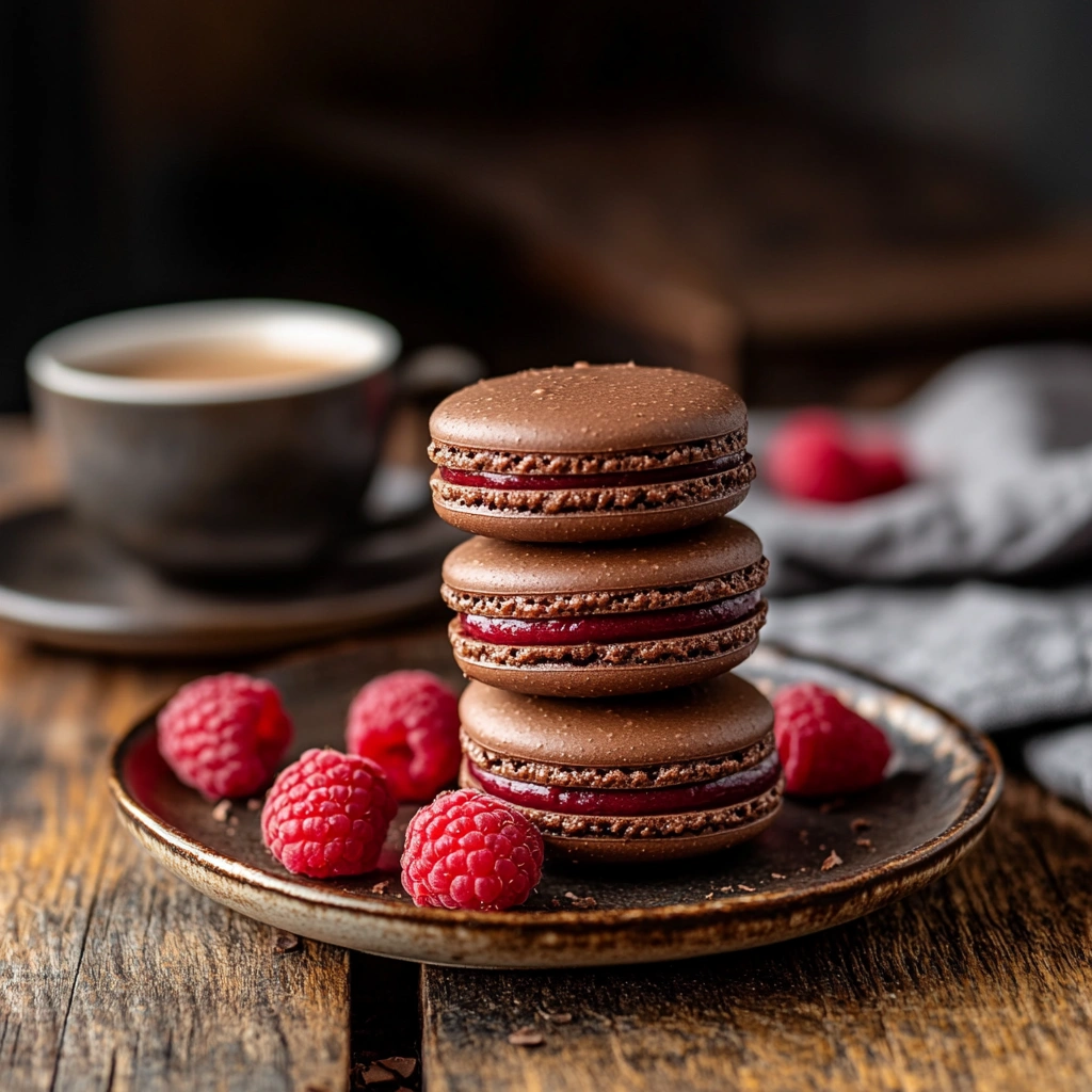 Dark Chocolate Raspberry Macarons2